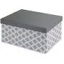 Pop n Store Decorative Storage Boxes with Lid - Collapsible and Stackable - Medium Document Boxes Aztec Gray Print - Interior Size (12