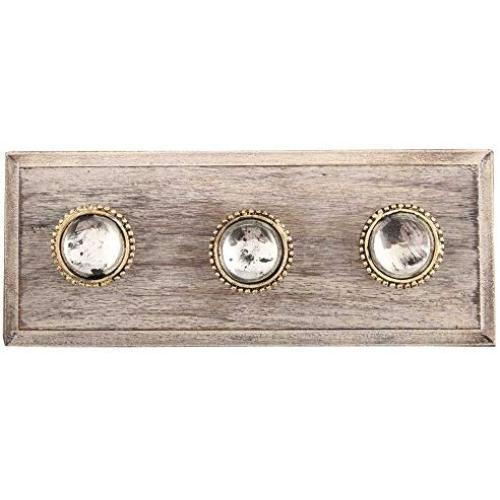 Indianshelf Handmade 1 Artistic Vintage Clear Wooden Wheel Wall Hooks Holders/Wall Rail Hooks