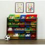 Tot Tutors Discover Collection Supersized Wood Toy Storage Organizer, Toddler, Espresso/Primary