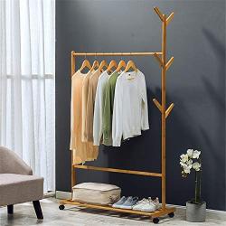 Multi-function Garment Storage Holder Rolling Coat Rack,2 In 1 Coat Rack Clothes Stand Hat Handbag Hanger Hall Hanging Rod Double Tree Branches With 6 Hooks Adjustable Leveling Feet For Living Room Be