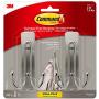 Command Large Wall hooks, 2 Pack, Brushed Nickel, Organize Damage-Free