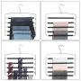 SONGMICS 3 Pack Pants Hangers, Space-Saving Multi-Bar Metal Pants Hangers, Stable with Non-Slip Padding, Swing Arms for 5 Jeans Each, Suit Pants, Scarves, Ties UCRI041BK