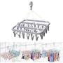 w5bhj88 Laundry Hanger Drying Rack - Foldable Clip and Drip Hanger with 32 Clips for Socks, Baby Clothes, Cloth Diapers, Bras, Towel, Underwear, Hat, Scarf, Pants, Gloves (Pink)