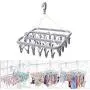 w5bhj88 Laundry Hanger Drying Rack - Foldable Clip and Drip Hanger with 32 Clips for Socks, Baby Clothes, Cloth Diapers, Bras, Towel, Underwear, Hat, Scarf, Pants, Gloves (Pink)