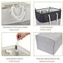 DECOMOMO 85.8L XL Laundry Hamper Basket with Extra Long Adjustable Rope Handles - Collapsible Fabric Storage Bin - Foldable Storage Basket for Clothes & Toys (Black and White, 2)