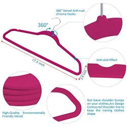 IEOKE Velvet Hangers, 50 Pack Nonslip Clothes Hangers Heavy Duty 360 Swivel Hanger Hook Ultra Thin Clothes Racks Perfect for Space Saving (Rose Red)
