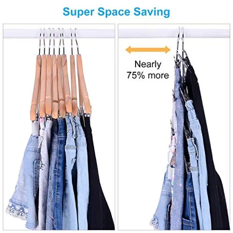 IEOKE Pant Hangers, Skirt Hangers with Clips Metal Trouser Clip Hangers for  Heavy Duty Ultra Thin Space Saving (20pack)