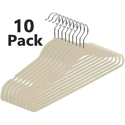 Clothes Hangers- Suit Dress Shirt Ivory Velvet Hangers Fashion Thin Non Slip Heavy Duty Clothes Velvet Hangers (Pack of 10)