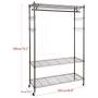 Modrine Heavy Duty Clothing Rack, 3 Tiers Portable Clothes Racks, with Lockable Rolling Wheels, 4 Side Hooks and 1 Clothes Rod (Gray)