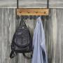 MyGift 8-Hook Black Metal & Burnt Wood Over-The-Door Coat & Towel Rack