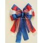 Red White Blue Gift Bow Patriotic Decor Gifts Bow Fourth of July Wreath Bow Independence Day Bow President Day door hanger Bow Veterans Day Military Bow