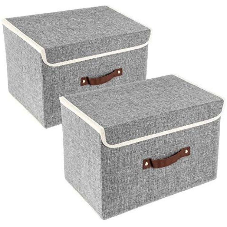 GRANNY SAYS Clothing Storage Bins for Closet with Handles, Foldable  Rectangle Baskets, Fabric Containers Boxes for Organizing Shelves Bedroom,  Gray, Large, 3-Pack