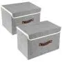 TYEERDEC Foldable Storage Bins 2 Pack Storage Boxes with Lids and Handles Storage Baskets in Cotton and Linen Storage Organizers for Toys, Shelves, Clothes, Papers and Books etc. (Gray) TYEERDEC Foldable Storage Bins 2 Pack Storage Boxes with Lids and Handles Storage Baskets in Cotton and Linen Storage Organizers for Toys, Shelves, Clothes, Papers and Books etc. (Gray)