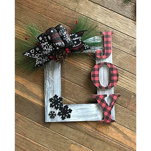 Christmas frame sign buffalo plaid farmhouse home decor wall hanger