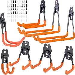 Garage Storage Utility Hooks, 8 Packs Steel Garage Hanger, Heavy Duty Storage Hooks, 5 Various Size & Wall Mount Garage Hook, Wall Hooks for Organizing Ladder, Tools & Bulk Object, Holds up 40 Pounds