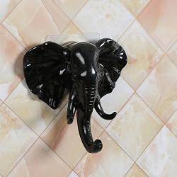 Hot Sale!DEESEE(TM)????????Lovely Elephant Head Self Adhesive Wall Door Hook Hanger Bag Keys Sticky Holder (Black)