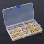 Glarks 100-Pieces 6 Size Brass Plated Lag Eyebolts Screw-in Eye Shape Screw Hooks Hanging Hooks Assortment Set