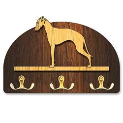 Hanger/holder leashes with figurine Italian greyhound, rack key of wood, handmade