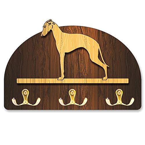 Hanger/holder leashes with figurine Italian greyhound, rack key of wood, handmade