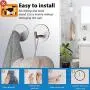 Bathroom Towel Hook 8 Pack Heavy Duty Self Adhesive Hooks Without Nails Metal Sticky Hooks for Hanging Coat Clothes Shower,Stick on Wall Door Closet Kitchen Hooks -Stainless Steel-Brushed