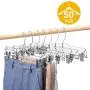 HOUSE DAY 50 Pack 14 inch Clear Plastic Skirt Hangers with Clips, Skirt Hangers, Clip Hangers for Pants,Trouser Bulk Plastic Pants Hangers HOUSE DAY 50 Pack 14 inch Clear Plastic Skirt Hangers with Clips, Skirt Hangers, Clip Hangers for Pants,Trouser Bulk Plastic Pants Hangers