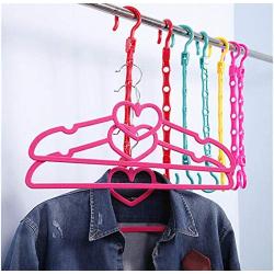 10pcs Random Color Portable Space Saver Wonder 5-Hole Magic Clothes Hanger Hook Closet