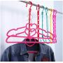 10pcs Random Color Portable Space Saver Wonder 5-Hole Magic Clothes Hanger Hook Closet