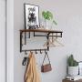VASAGLE Industrial Coat Rack Shelf Wall Mounted, Coat Hooks Shelf with Hanging Rail, 5 Metal Removable Hooks and Storage Shelf for Entryway Hallway Bedroom Bathroom Living Room ULCR13AX