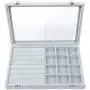 STYLIFING Jewelry Tray Showcase Display Storage Organizer Boxes Vintage Case Multi-Function Gray Velvet & Clear Lid with Lock Gifts for Girls Women (2 in 1) STYLIFING Jewelry Tray Showcase Display Storage Organizer Boxes Vintage Case Multi-Function Gray Velvet & Clear Lid with Lock Gifts for Girls Women (2 in 1)