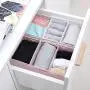 Heaci Adjustable Storage Bin Plastic Drawer Divider Bathroom Kitchen Organizer Expandable Desk Closet, Pink, 3 Section