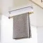 Accreate Practical Kitchen Towel Rack, Single Rod Nail-Free Sticky Commodity Shelf Duster Cloth Hanger (Black)