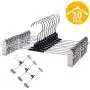 VEHHE Pants Hangers Skrit Hangers 10 Pack Stackable With Pant Hanger Non-Slip Big Clips and 360 Rotatable Hook