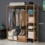 LIAN Solid Wood Coat Rack Bedroom Floor-Standing Hangers Vertical Bamboo Clothes Stand Simple Shoe Racks Indoor Storage Racks Height 145cm (Color : B)