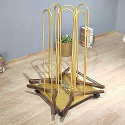 Golden Movable Hanger Stacker,Hanger Storage Stand with 4 Casters,Clothes Hangers Holder Hold Up to 150 Hangers,Iron Finished