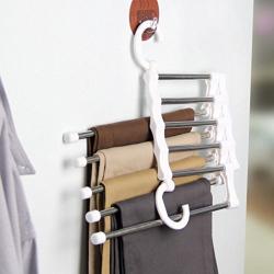 LIANGJUN Clothes Pants Magic Hanger Foldable Stainless Steel Multifunctional Drying Rack, White, 34X18.3X12.5cm (Size : Pack of 3)