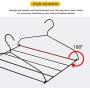 Pants Hangers, NUOSEM Space Saving Hangers - with 10 Clips Multi-layer Non Slip Slack Hangers - Closet Organizer Swing Arm Jeans Trouser Hanger for Scarf Shock Towel Mens Clothes Hangers, Black 2pack