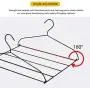 Pants Hangers, NUOSEM Space Saving Hangers - with 10 Clips Multi-layer Non Slip Slack Hangers - Closet Organizer Swing Arm Jeans Trouser Hanger for Scarf Shock Towel Mens Clothes Hangers, Black 2pack