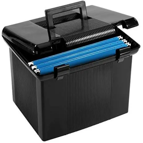 Pendaflex Portable File Box, Black, 11"H x 14" W x 11-1/8" D (41742) Pendaflex Portable File Box, Black, 11"H x 14" W x 11-1/8" D (41742)