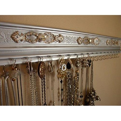 Silver Necklace and Earring Wall Hanger. Also Available in Other Colors