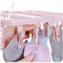 3pcs Random Color Newly Plastic Folding Clothes Hanger with 32 Clips Towels Socks Bras Underwear Drying Rack Space Saving Closet Organizer Tool