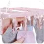 3pcs Random Color Newly Plastic Folding Clothes Hanger with 32 Clips Towels Socks Bras Underwear Drying Rack Space Saving Closet Organizer Tool