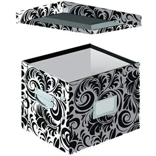 Snap-N-Store Letter-Size File Box, Accommodates Standard or Hanging File Folders, 9.875 x 10.75 x 13.25 Inches, Black and White Scroll Design (SNS01836) Snap-N-Store Letter-Size File Box, Accommodates Standard or Hanging File Folders, 9.875 x 10.75 x 13.25 Inches, Black and White Scroll Design (SNS01836)