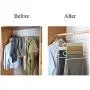 XUROM Hanger Pack of 4 Clothes Pants Hangers 5 Layers Iron Pant Slack Hangers Closet Storage Organizer for Pants Jeans Scarf Hanging Space Saving Hangers for Dresses Trousers