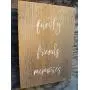 Vintage look FAMILY FRIENDS MEMORIES new calligraphy Chalk Couture style old time font jute hanger antique style primitive style. weathered wood sign Vintage look FAMILY FRIENDS MEMORIES new calligraphy Chalk Couture style old time font jute hanger antique style primitive style. weathered wood sign