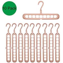 nivimo Plastic Clothes Hangers 9 Holes Branch Space Saving,Premium Clothing Hangers-10 Pack (Brown)