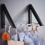 ZYH-Shelf Clothes Drying Rack, Wall Mounted Folding Hangers Space Aluminum Clothes Dryer Indoor Outdoor Storage Clothe Holder for Bathroom Balcony,Black