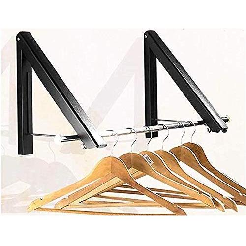 Xinrangxin Aluminum Alloy Home Telescopic Hanger, Wall-Mounted Clothes Drying Rack, Portable Folding Hanger Wardrobe, Compact Ultra-Thin Aluminum Space Storage Cabinet, Easy to Install,Black Xinrangxin Aluminum Alloy Home Telescopic Hanger, Wall-Mounted Clothes Drying Rack, Portable Folding Hanger Wardrobe, Compact Ultra-Thin Aluminum Space Storage Cabinet, Easy to Install,Black