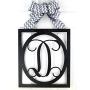Black Monogram Door Hanger | Initial Bridal Shower Gift | Wooden Letter Wreath | CHOOSE YOUR COLOR