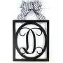 Black Monogram Door Hanger | Initial Bridal Shower Gift | Wooden Letter Wreath | CHOOSE YOUR COLOR