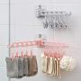 Grey990 Removable Windproof Clothes Towel Hanger Clothespin Bathroom Storage Rack with 12 Clips Green